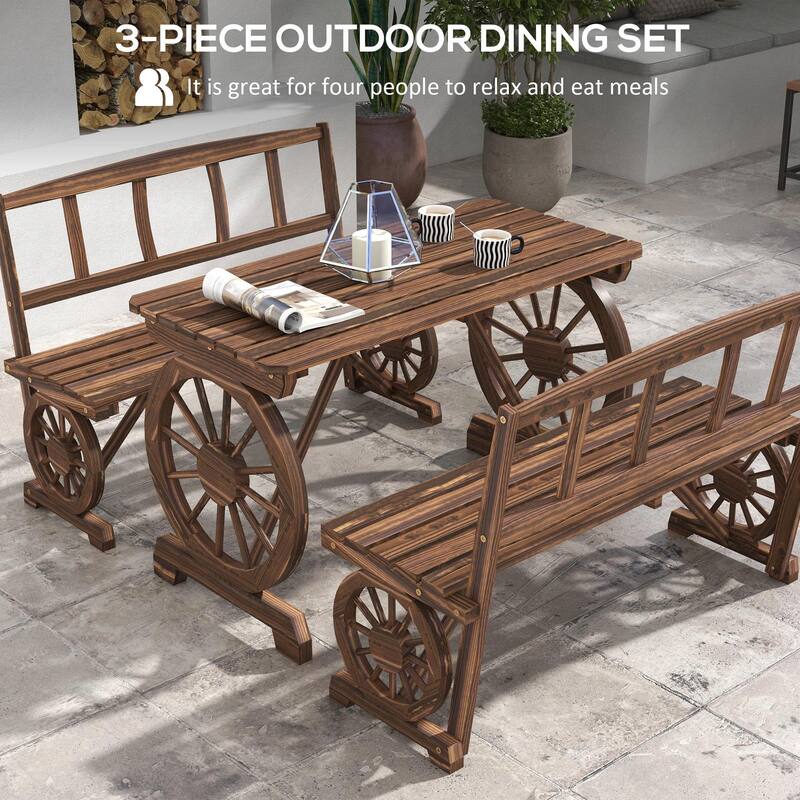 4-Person Patio Table and Chairs, Wagon Wheel Design, Outdoor Garden