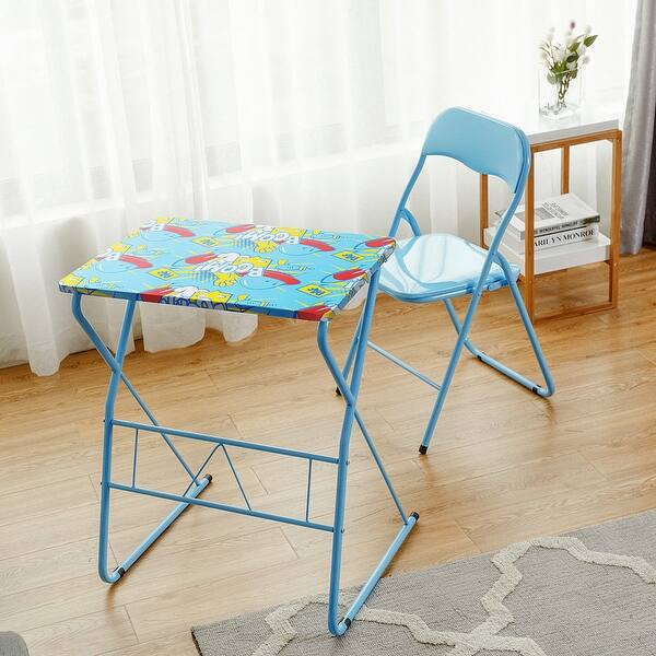Shop Costway Kids Folding Table Chair Set Study Writing Desk
