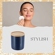 preview thumbnail 21 of 63, Sleek Cotton Pad Holder - Polyresin Bathroom Storage Container with Bamboo Lid - 4 L x 4 W x 4.6H