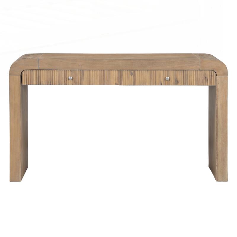 Rustic Console Table with Fluted Drawer Front