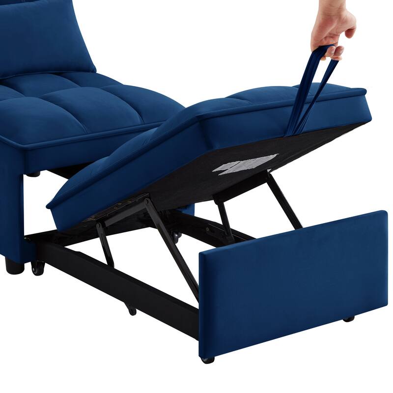 4 in1 Multi-Function Tufted Single Sofa Bed with Adjustable Backrest