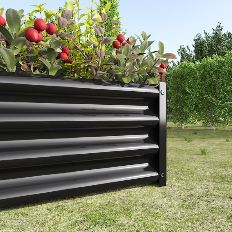 Metal Raised Garden Bed, Rectangle Raised Planter 4×2×1ft for Flowers Plants, Vegetables Herb Veezyo Black - 47.24*24*11.81inch