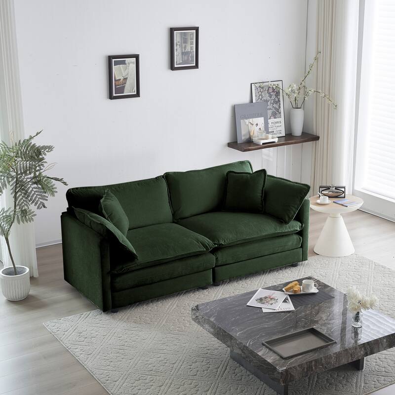 4-Seat Chenille Sofa Set with Twin 2-Seaters, Modular Design
