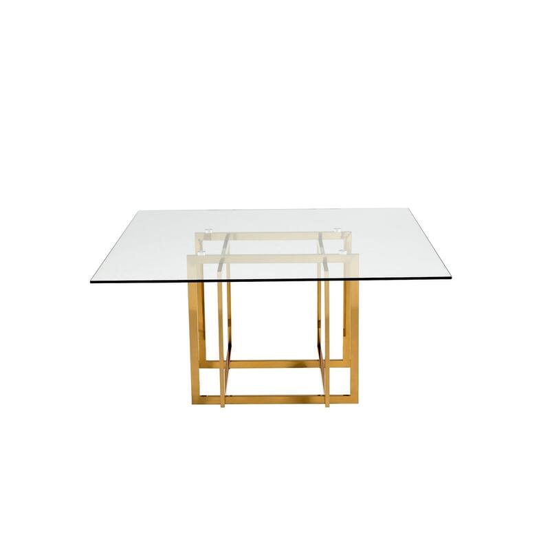 60" Square Dining Table, 12mm Clear Glass Tabletop
