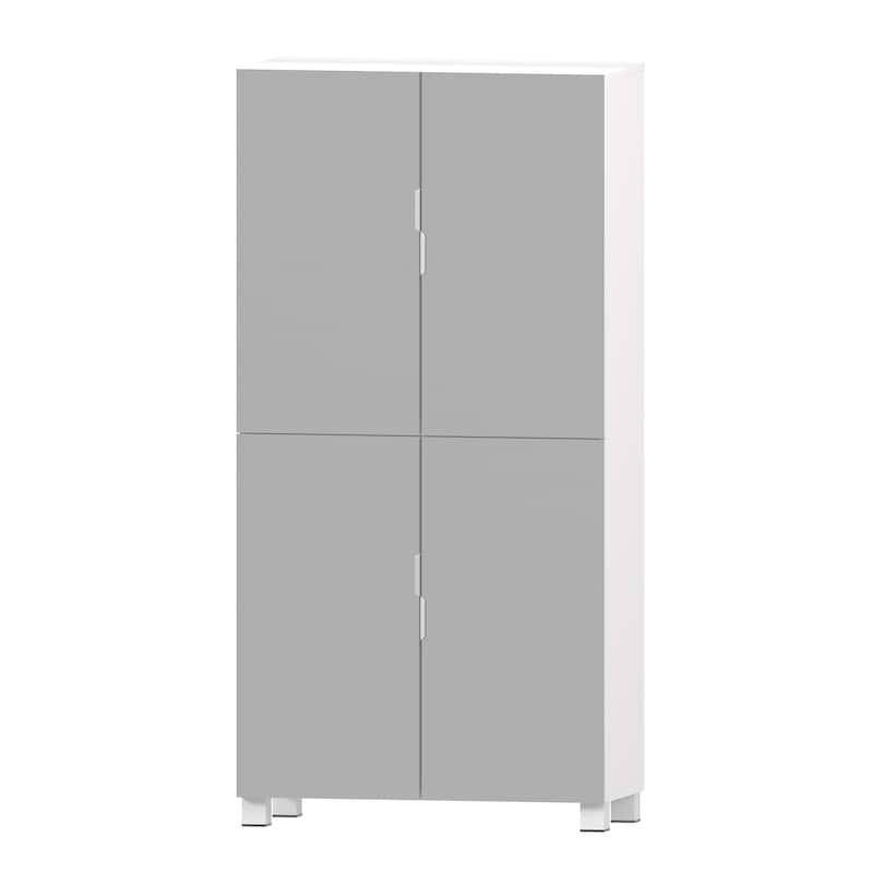 Shoe Cabinet with 4 Mirror Doors- 50"Tall Entryway Storage, 8 Adjustable Shelves, Holds 24-32 Pairs (Size 15)