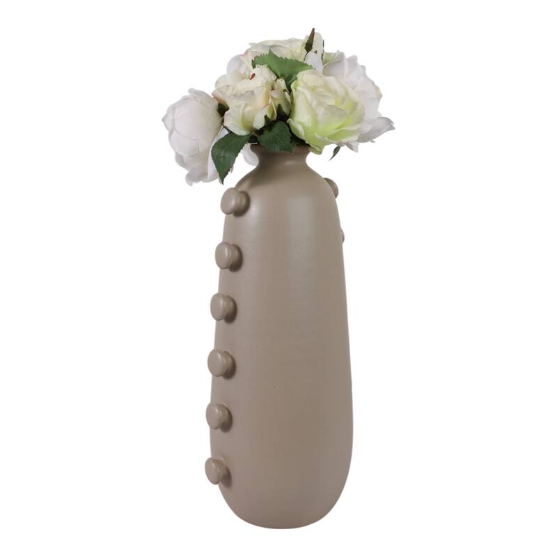 Stoneware Vase Unique Artistic Side Detailing Contemporary Home Decor