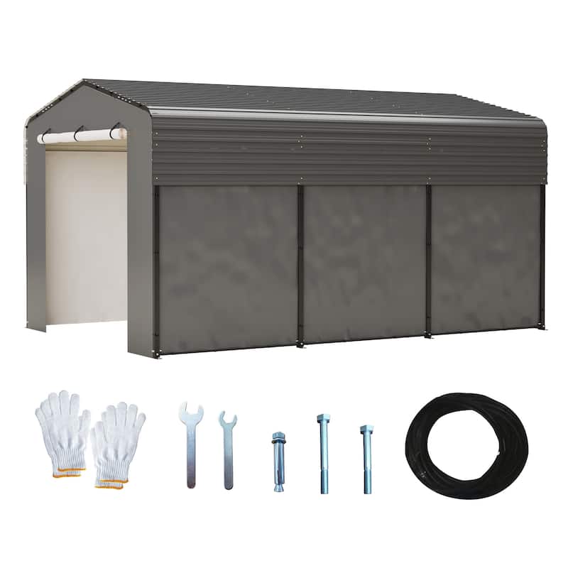 GDFStudio - Oliver Heavy Duty Outdoor Metal Carport with Waterproof Tarpaulin and Reinforced Base