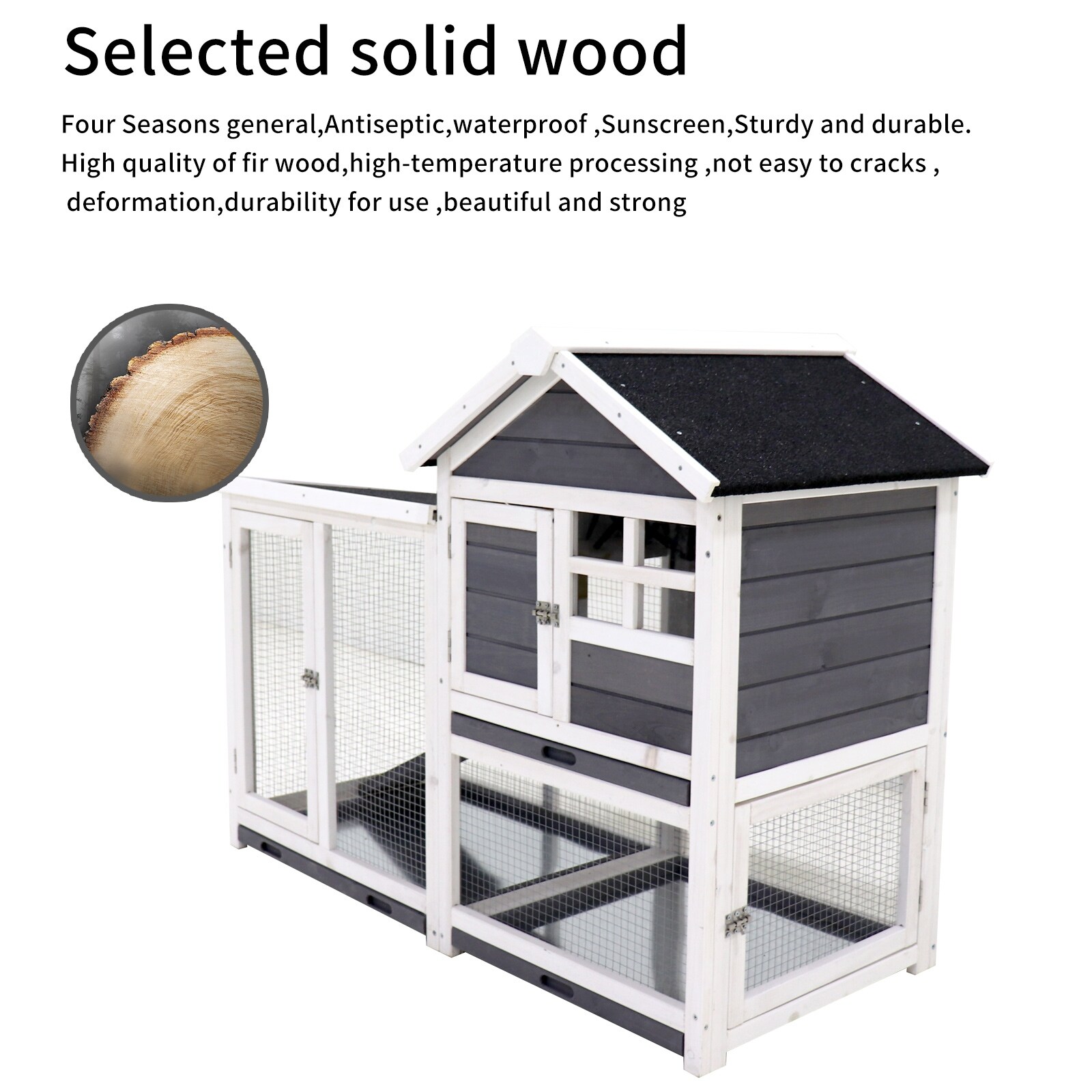 Rabbit Hutch Outdoor Rabbit Cage Antique White Gray