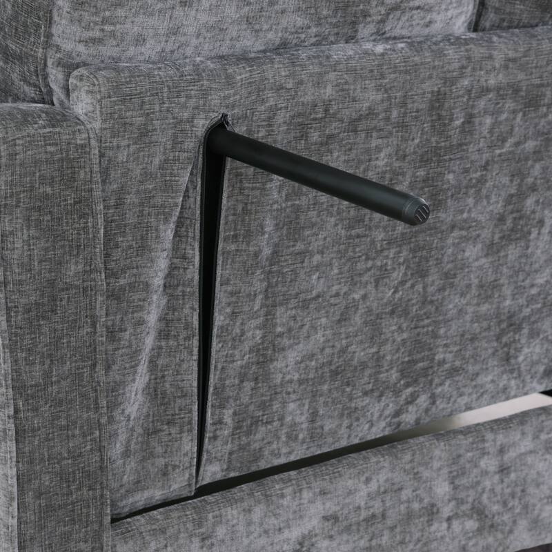 Roomfitters Two-Seater Sofa Chaise with Storage Ottoman, Irregular Armrests and Backrest, Upholstered Sofa with Pillows