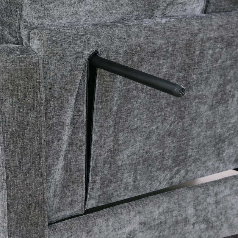 Two-Seater Chaise Lounge with Storage Footrest and Pillows, Irregular Armrest Design