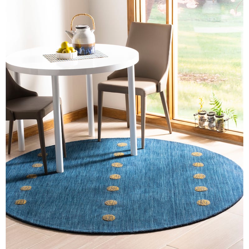 SAFAVIEH Handmade Himalaya Brittni Modern Wool Rug - 6' Round - Blue