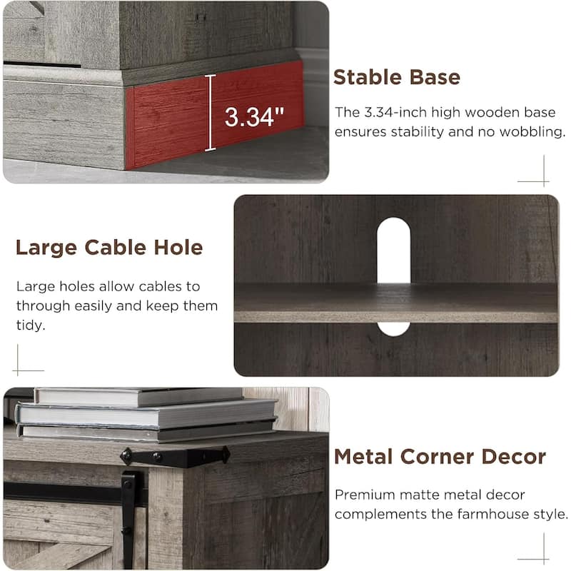 Farmhouse Fireplace TV Stand for 75'' TV, Rustic Entertainment Center
