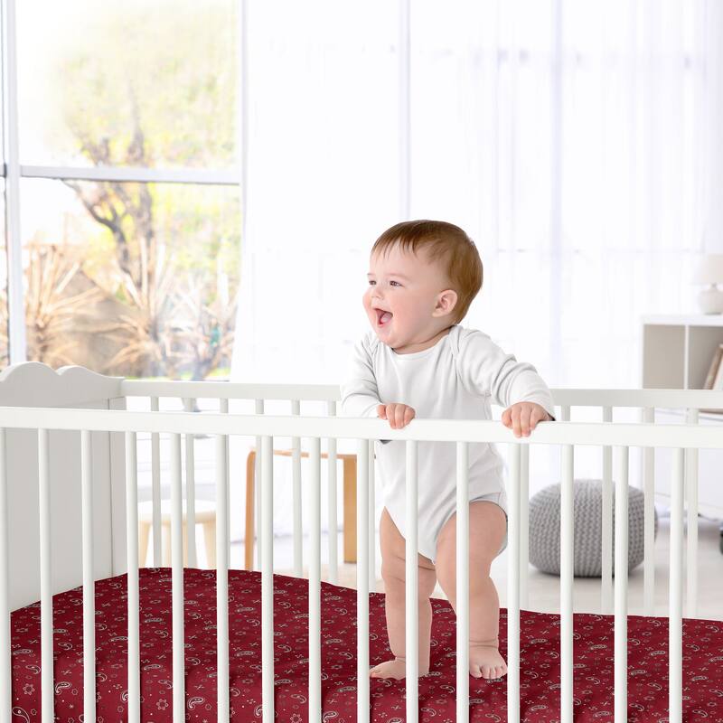 Sweet Jojo Designs Red Bandana Print Fitted Crib Sheet for the Wild West Collection