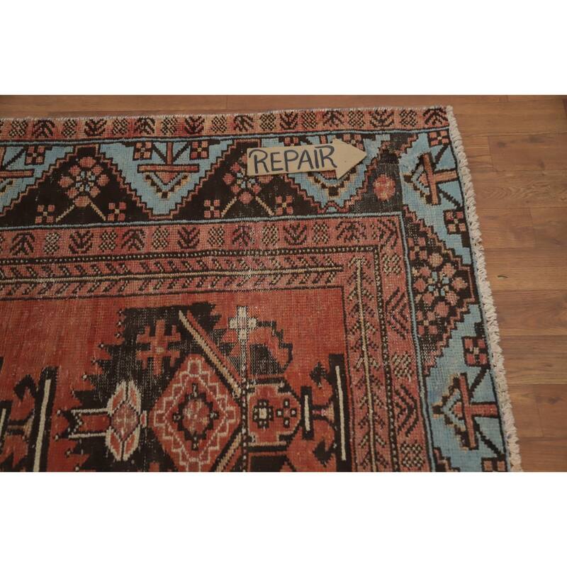 Hand Knotted Oriental 100% Wool Carpet Traditional Geometric Oranges & Rust Hamedan Area Rug - 6' 5'' X 4' 2''