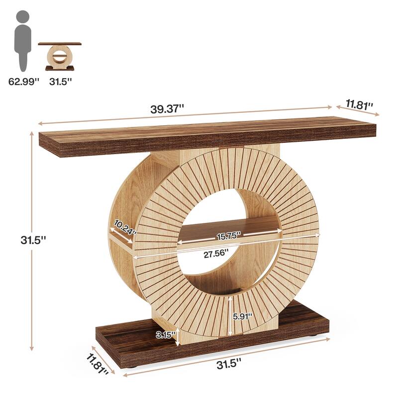 Console Table with Storage Shelves for Entryway Living Room