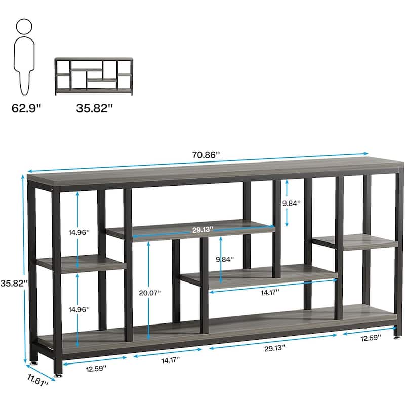 Industrial Console Table with Wood Top and Black Metal Frame Multi Tier Narrow Sofa Entryway Hallway Table