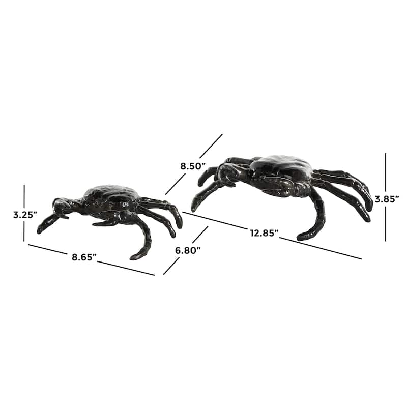 Black Aluminum Metal Crab Decorative Sculpture (Set of 2)