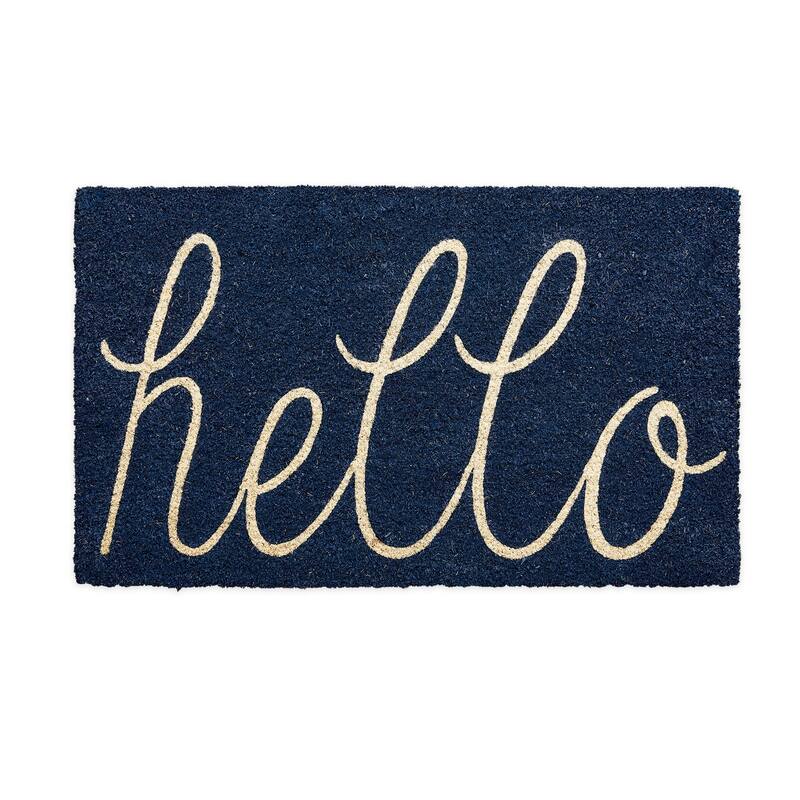 DII Yellow Hello Doormat - 18x30" - Navy