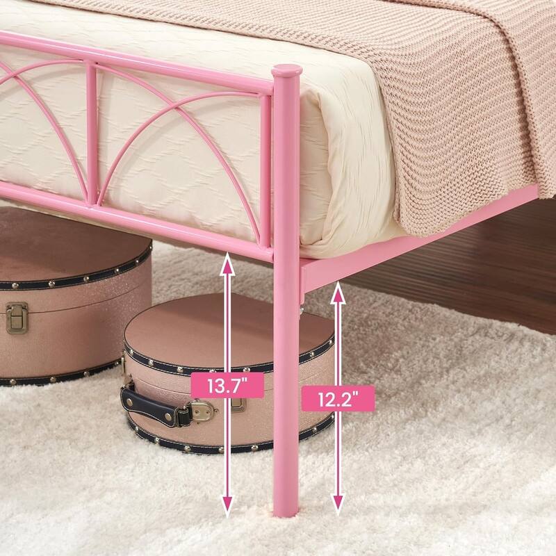 Twin Size Sturdy Modern Stylish Iron Bed Frame with Headboard