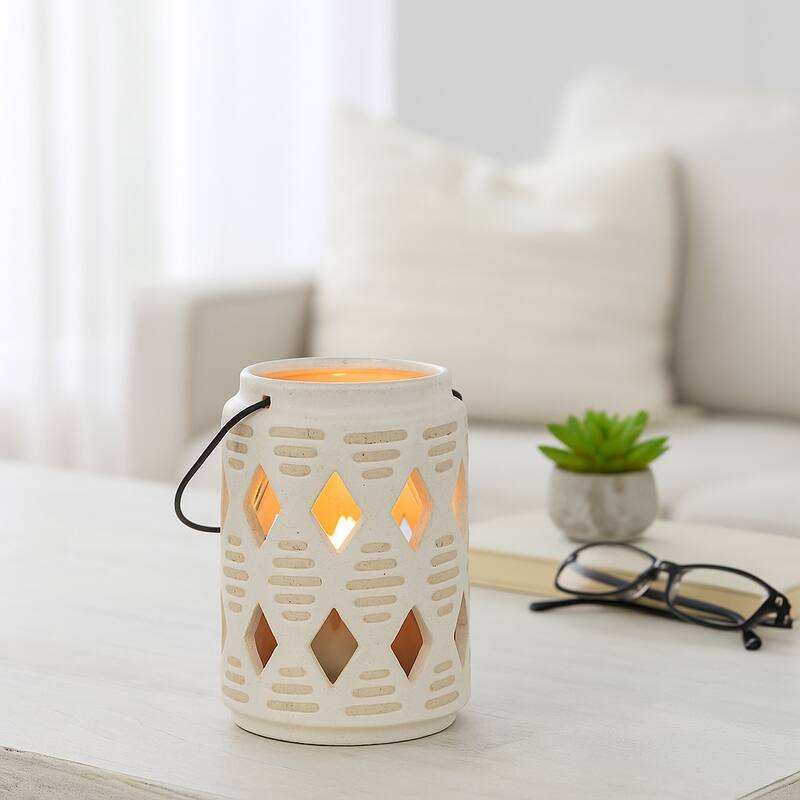 Ceramic Cut-Out Diamond Modern Lantern