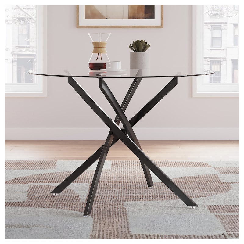 Signature Design by Ashley Pharwynn Black Dining Table - 42" W x 42" D x 30" H - 42" W x 42" D x 30" H - Black