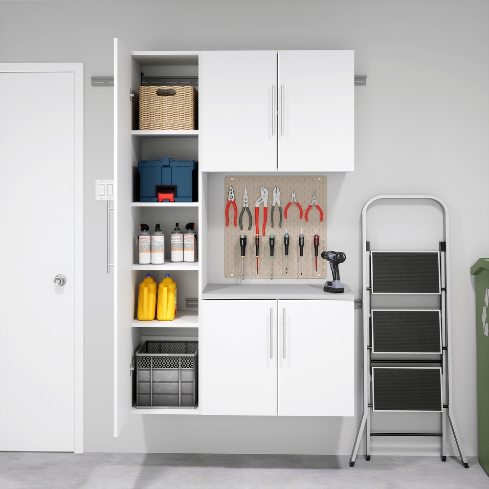 Garage white storage shop cabinets
