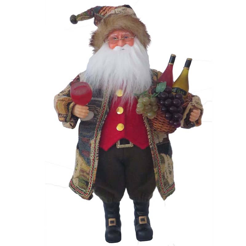 16" Wine Tasting Santa Claus Standing Christmas Figurine