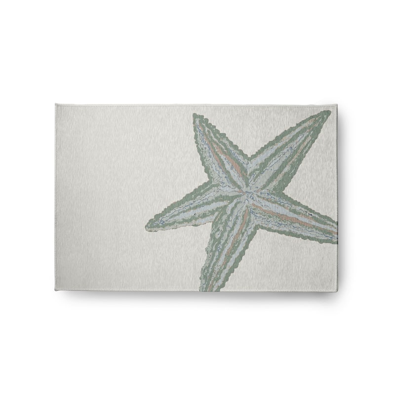 Large Starfish Nautical Chenille Rug - Sage - 2' x 3'