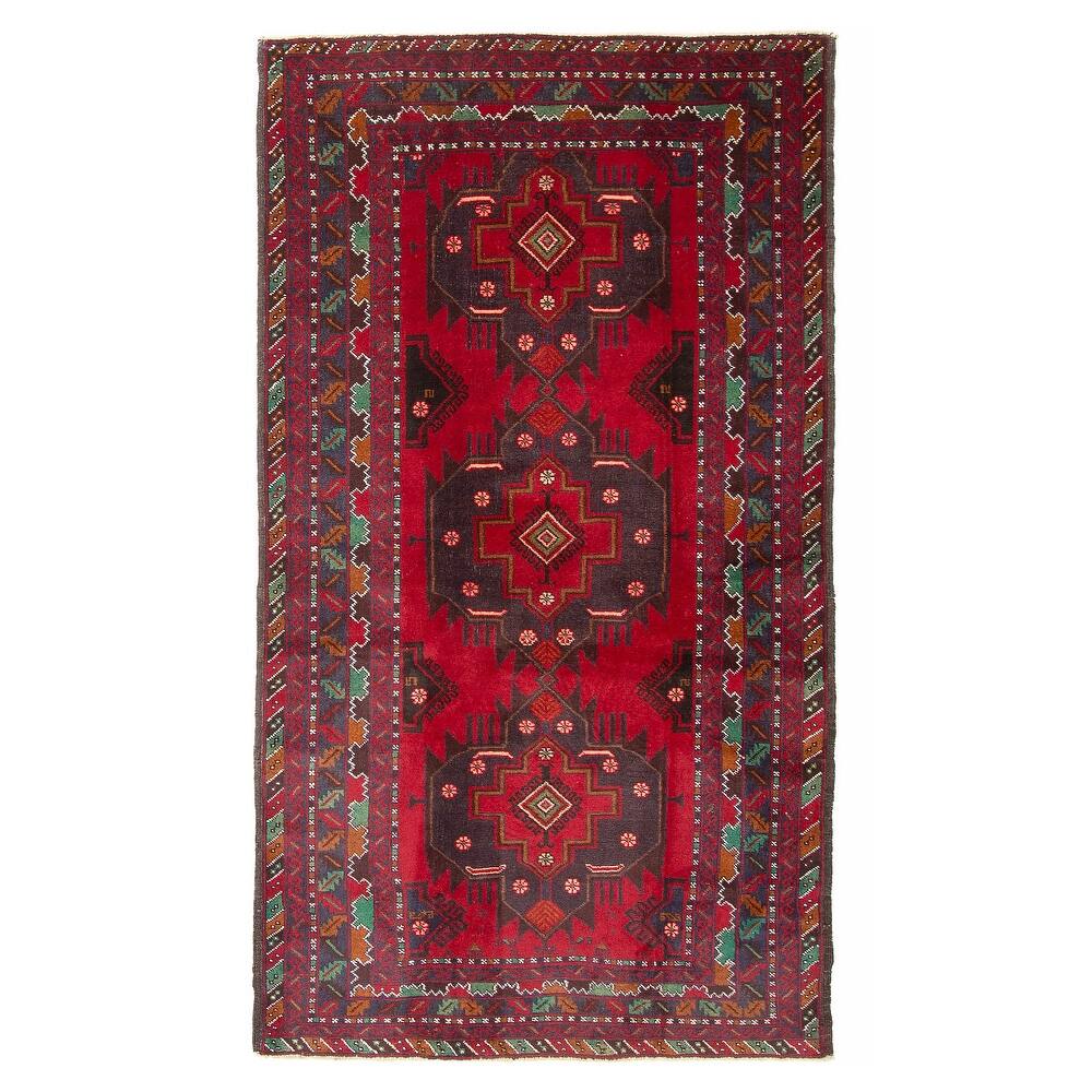 ECARPETGALLERY Hand-knotted Teimani Red Wool Rug - 3'11 x 7'0