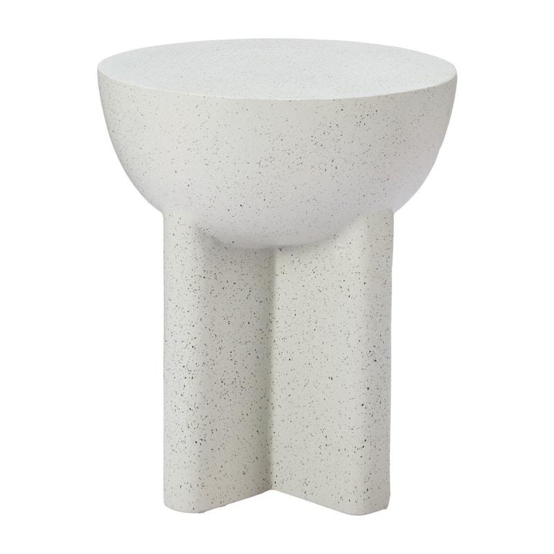 HomeRoots 18" White Faux Stone Round Pedestal End Table - 15' X '18.1' X '15