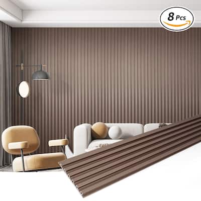 Art3d 104'' X 6.7'' Slat Wall Panel for Modern Decor, WPC Wall Paneling, Metallic Finish(Set of 8)