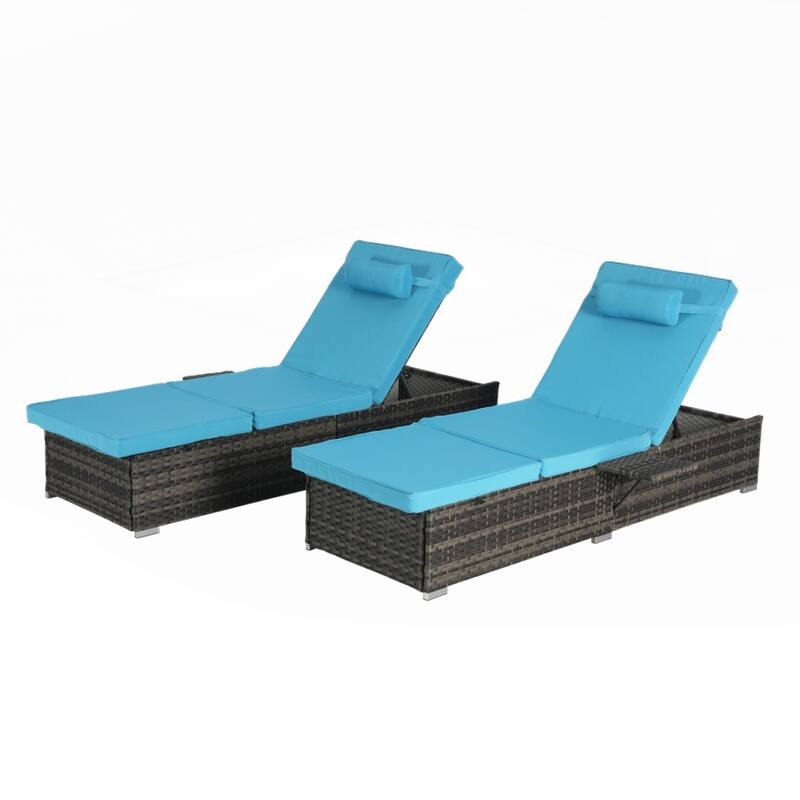 Outdoor Chaise Lounge Chair Set of 2 with Storage