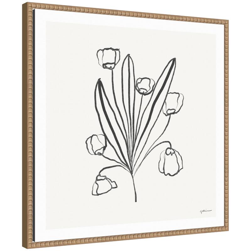 Kate and Laurel Floral Bouquet by Gabrielly Guedes Framed Canvas Wall Art Print - 22x22 - Natural
