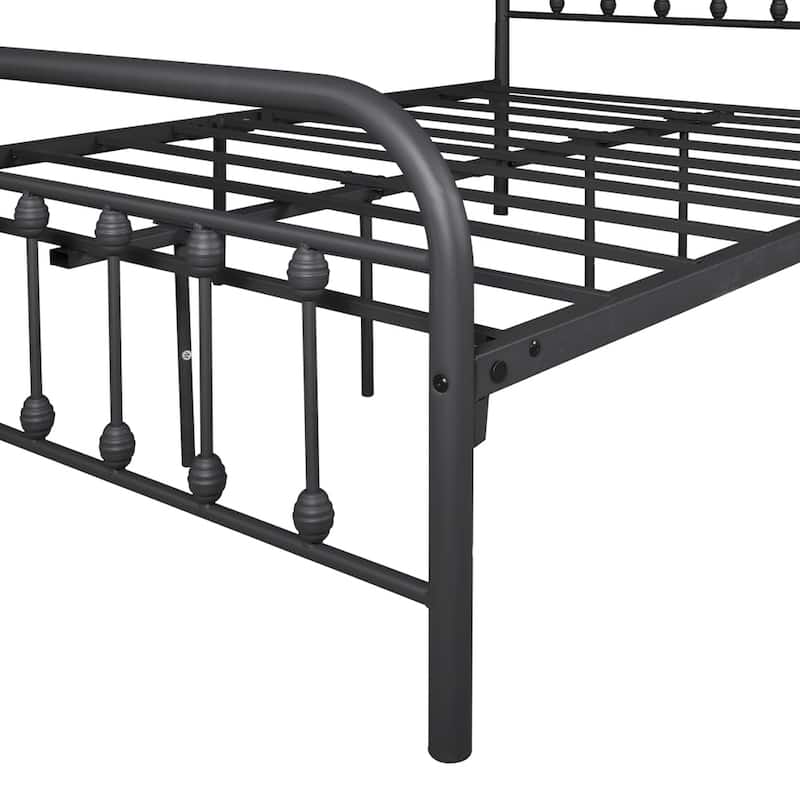 Vintage Metal Bed Frame Heavy Duty Steel Slats