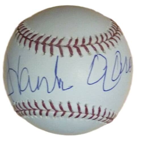 Hank Aaron Autographed Oml Baseball Milwaukee Braves Name Only Jsa Black 5 X 8 Overstock 17974631