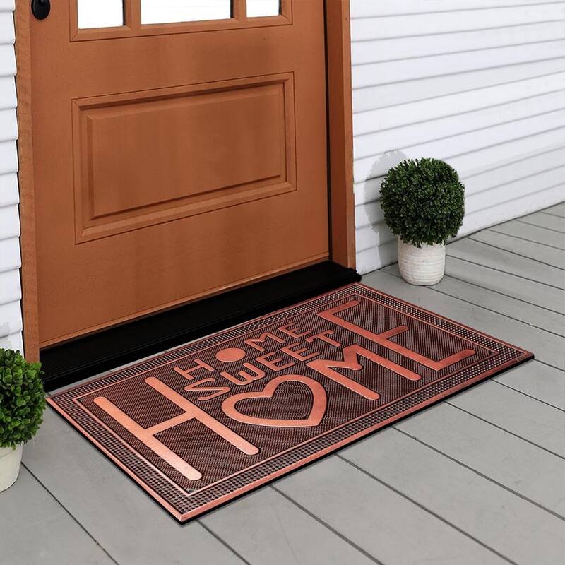 A1HC Home Sweet Home Rubber Pin Mat Heavy Duty Doormat, Copper - 24"x39"