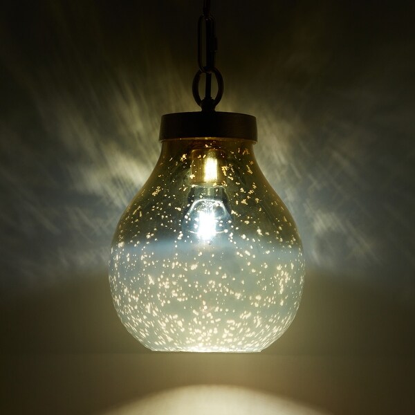 River of Goods 9 Nada Glam Gold and Cream Bell Shade Pendant Light Mercury Glass Adjustable Height