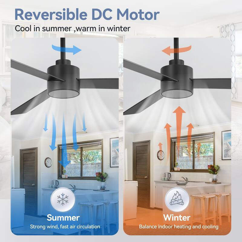 52-inches 3-Blade Ceiling Fan With Remote Downrod