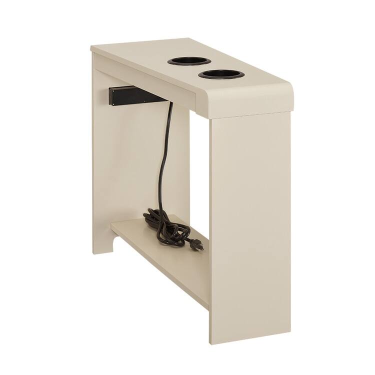 Narrow End Table with Charging Station - Side Table Nightstand with Storage, 2 Power Outlets & 2 USB Ports