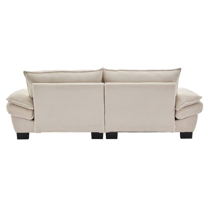 Corduroy Loveseat Couch with 2 Pillows, High-Density Foam Deep Seat Sofa, Upholstered Sofa with Double Layer Cushion