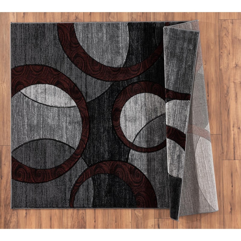 Orelsi Collection Abstract Geometric Circles Area Rug