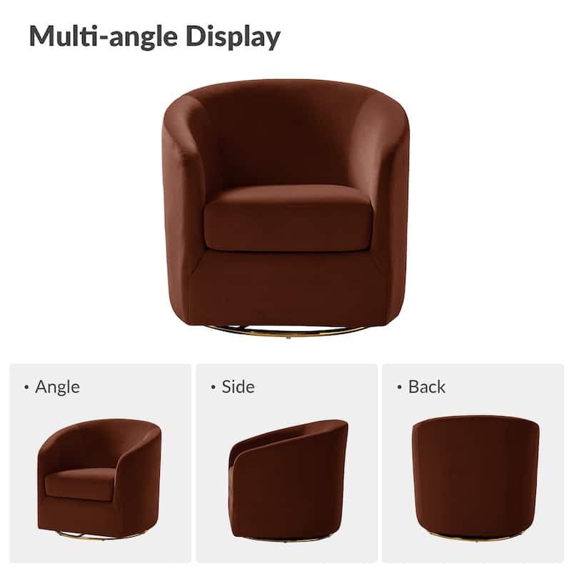 Eleuterio Modern Upholstered Swivel Accent Barrel Chair with Metal Base Set of 2 by HULALA HOME