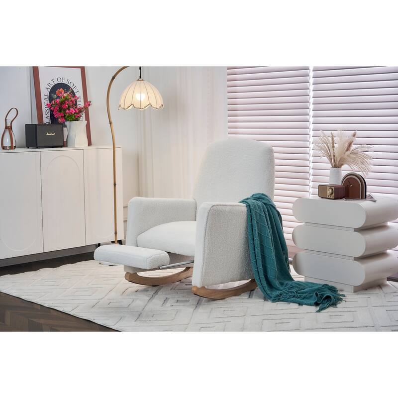 Comfortable Rocking Chair with Adjustable Footrest and Spacious Seat, Perfect for Relaxation and Leisure.