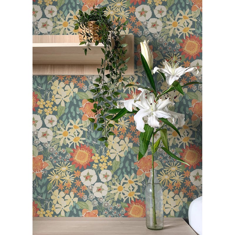 Sadie Teal Peel and Stick Wallpaper