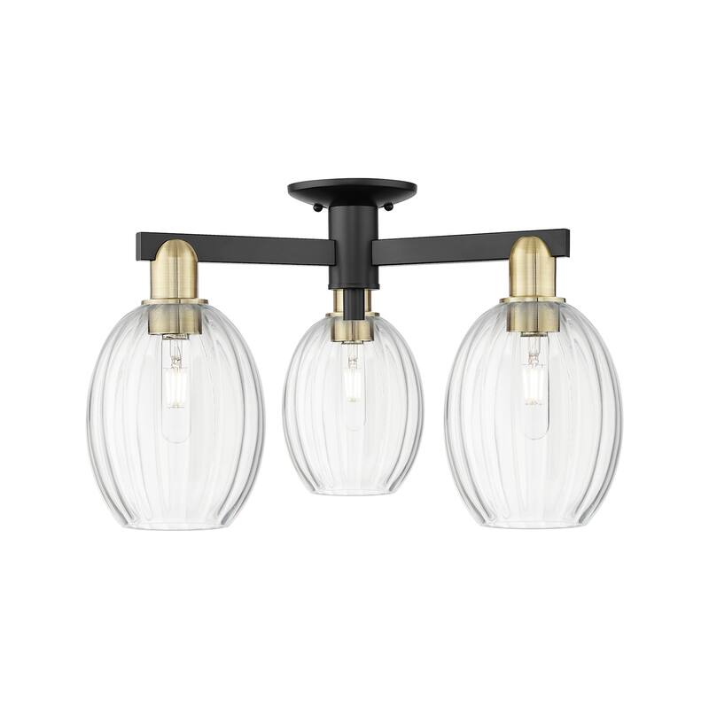 Innovations Lighting 716-3F-13-24 Preston Semi-Flush Preston 3 Light - Black Antique Brass / Clear