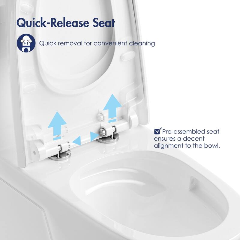 Eridanus Turner Chair Height Elongated One Piece Toilet, Crisp White, Seat Included (12" Rough in) - Compact Elongated