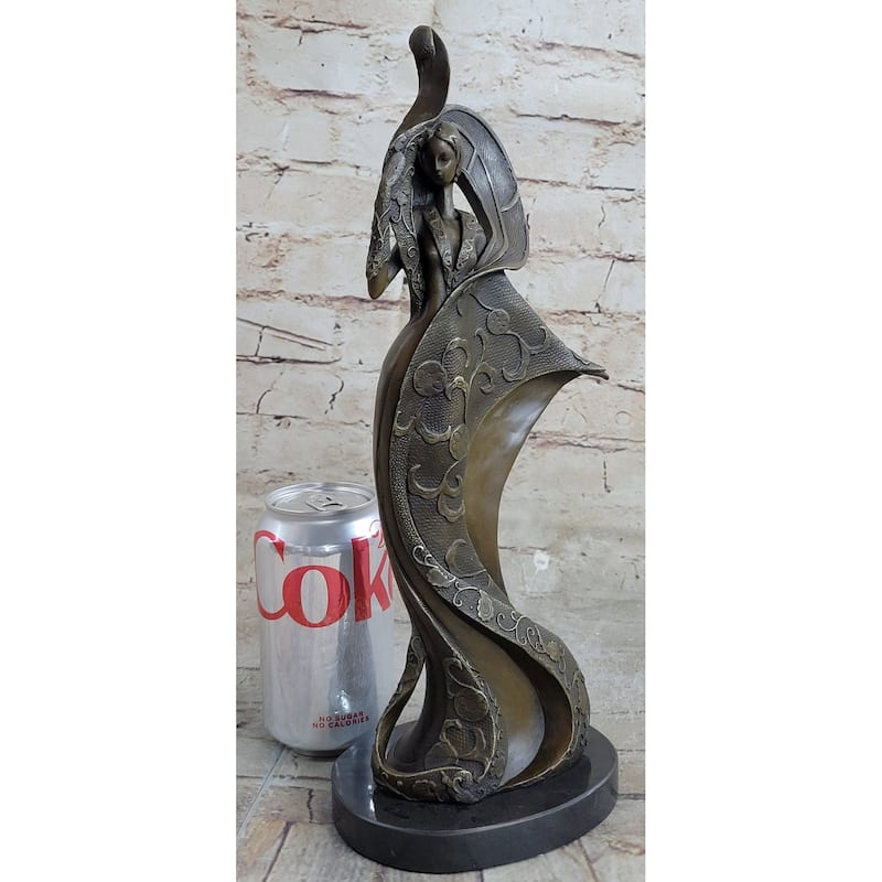 Signed Original Mavchi A Fashion Girl Bronze Sculpture Home Office Decoration