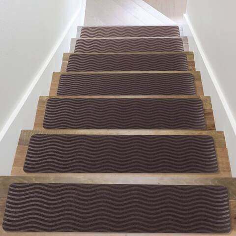 Indoor Non-Slip Carpet Stair Treads 8"x 30" Wavy Stripes Pattern