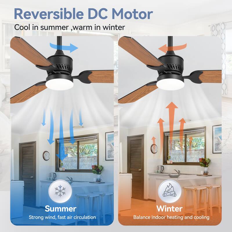 1/2 Set 42-in Integrated Ceiling Fan with LED Light and Remote(3 Reversible Blades）