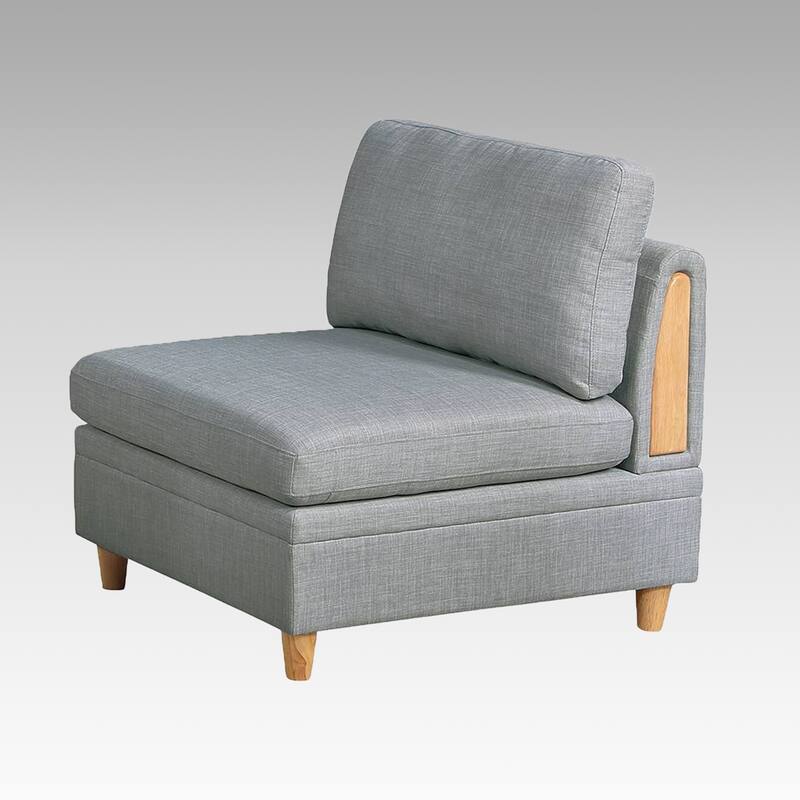 Dorris Fabric Upholstered Modular Armless Chair with Solid Wood Decoration